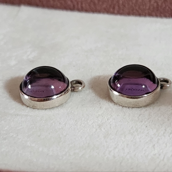 Pandora Compose Amethyst Disk Earring Charms - Picture 7 of 9